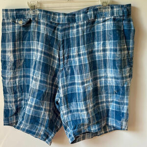 Men's Ralph Lauren Waist 38 Blue White Plaid India Madras Linen Shorts